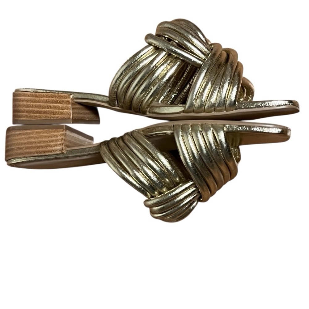 Cecelia New York Liv Metallic Knot Detail Block Heel Slide Sandals — Size 8 - Picture 4 of 13